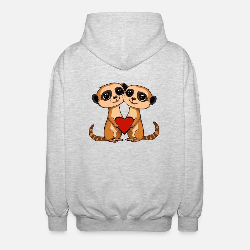 Suricate Couple Saint-Valentin - Veste à capuche unisexe - gris clair chiné