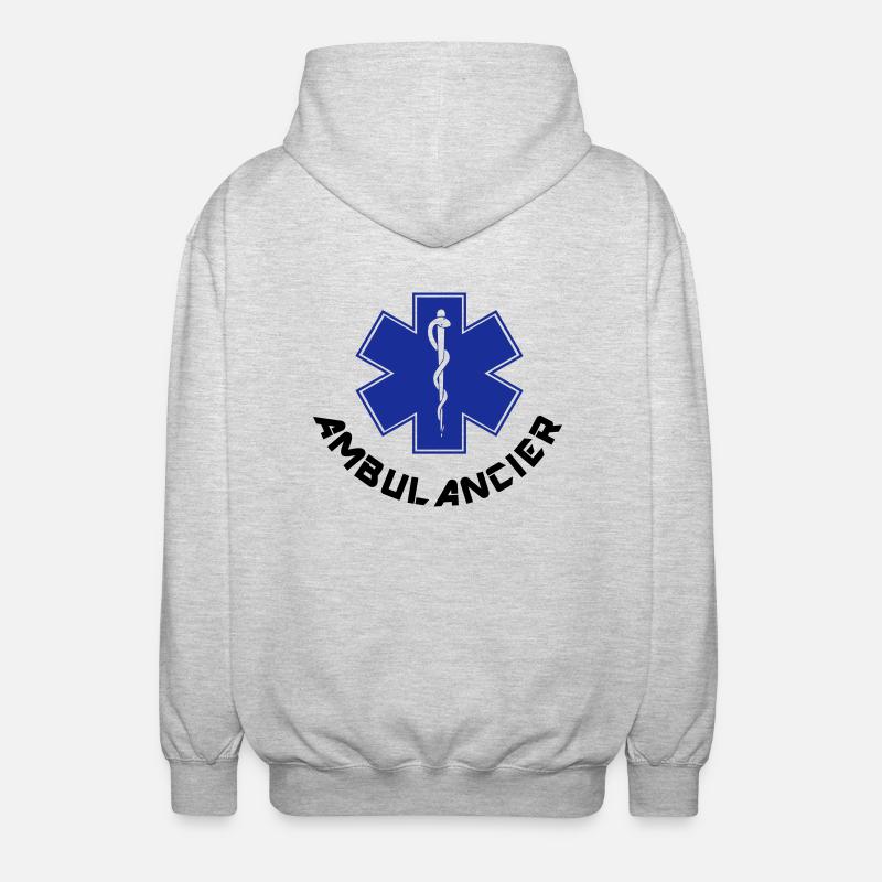 ambulancier logo 2 - Unisex Kapuzenjacke - Hellgrau meliert