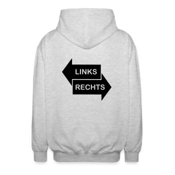 Links - Rechts - Unisex Kapuzenjacke - Hellgrau meliert - Hinten - AI Model Male 185 light (185cm)