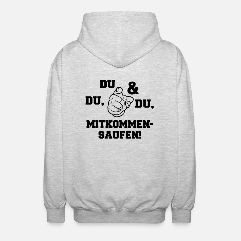 mitkommen_saufen - Unisex Kapuzenjacke - Hellgrau meliert