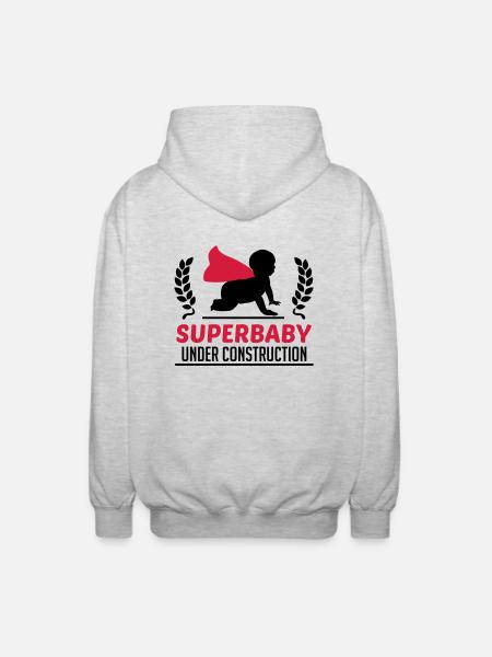 Superbaby under construction - Unisex Hooded Jacket - light heather grey