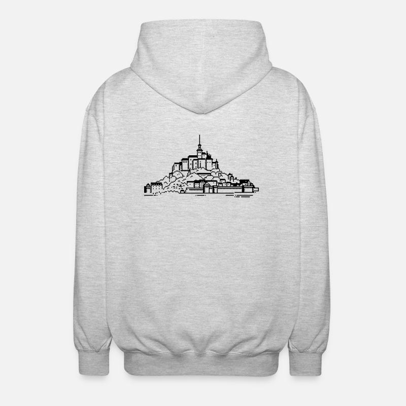 1bit Pixel Mont Saint Michel - Unisex Kapuzenjacke - Hellgrau meliert