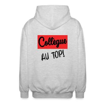 COLLEGUE. DEPART. RETRAITE. EMPLOI. HUMOUR - Veste à capuche unisexe - gris clair chiné - Dos - AI Model Male 185 light (185cm)