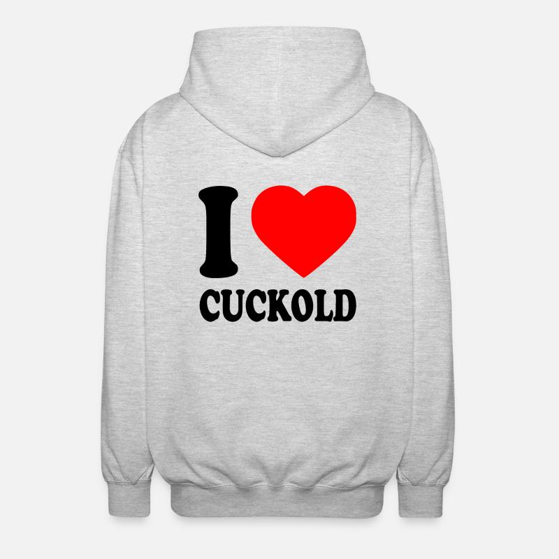 I love cuckold - Veste à capuche unisexe - gris clair chiné