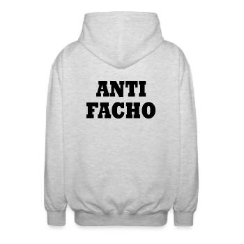 Anti facho - Veste à capuche unisexe - gris clair chiné - Dos - AI Model Male 185 light (185cm)