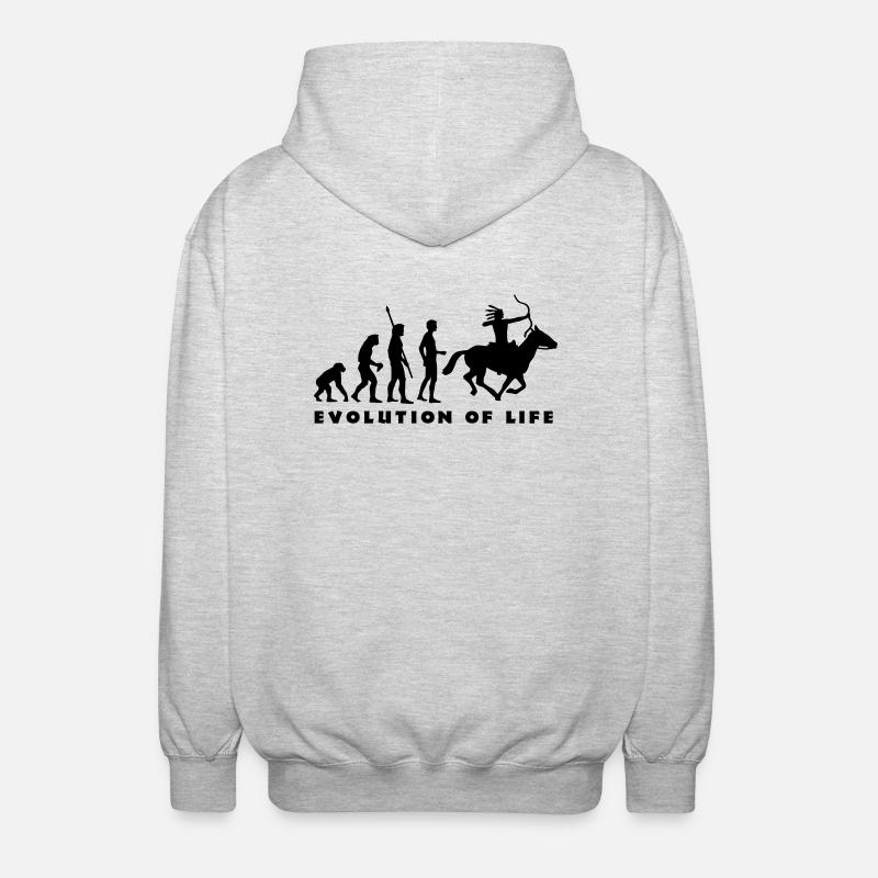 evolution_indianer_b - Unisex Kapuzenjacke - Hellgrau meliert