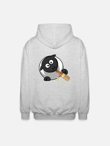 Trinkendes Schaf - Unisex Kapuzenjacke - Hellgrau meliert