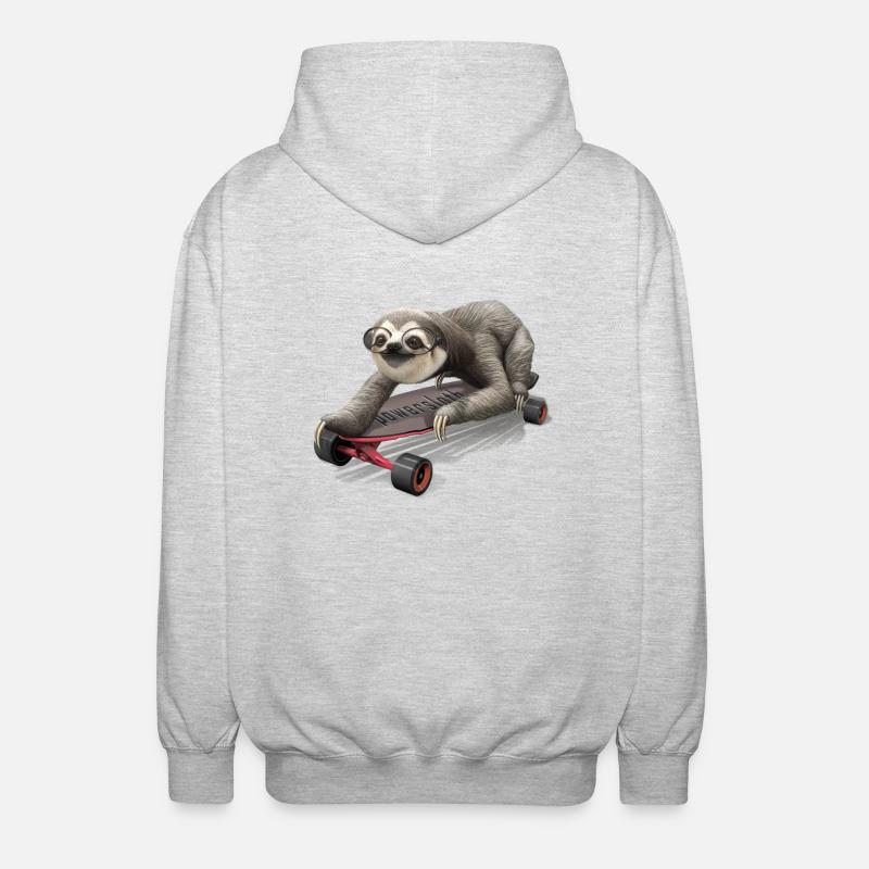 SLOTH SUR LE SKATEBOARD - Veste à capuche unisexe - gris clair chiné