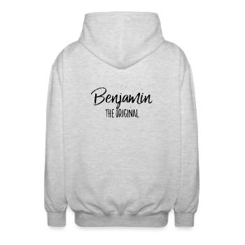 Benjamin - Unisex Kapuzenjacke - Hellgrau meliert - Hinten - AI Model Male 185 light (185cm)
