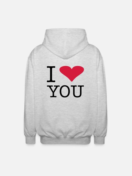 i_love_you - Unisex Hooded Jacket - light heather grey