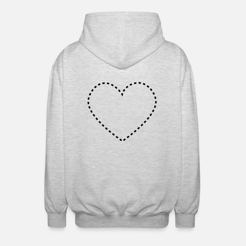 dashed_heart_1c - Unisex Hooded Jacket - light heather grey