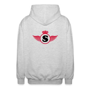 s_logo_f2 - Veste à capuche unisexe - gris clair chiné - Dos - AI Model Male 185 light (185cm)