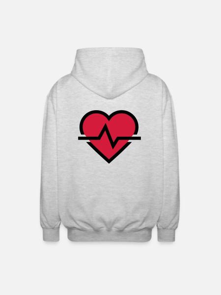 Heartbeat pulse - Unisex Hooded Jacket - light heather grey