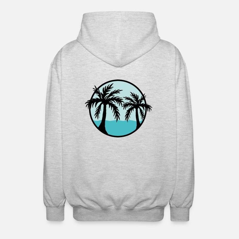 Palmiers devant l’océan - Veste à capuche unisexe - gris clair chiné