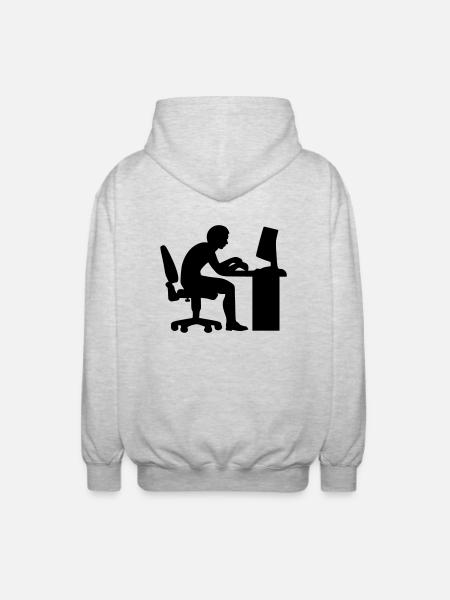 Office computer - Unisex Hooded Jacket - light heather grey
