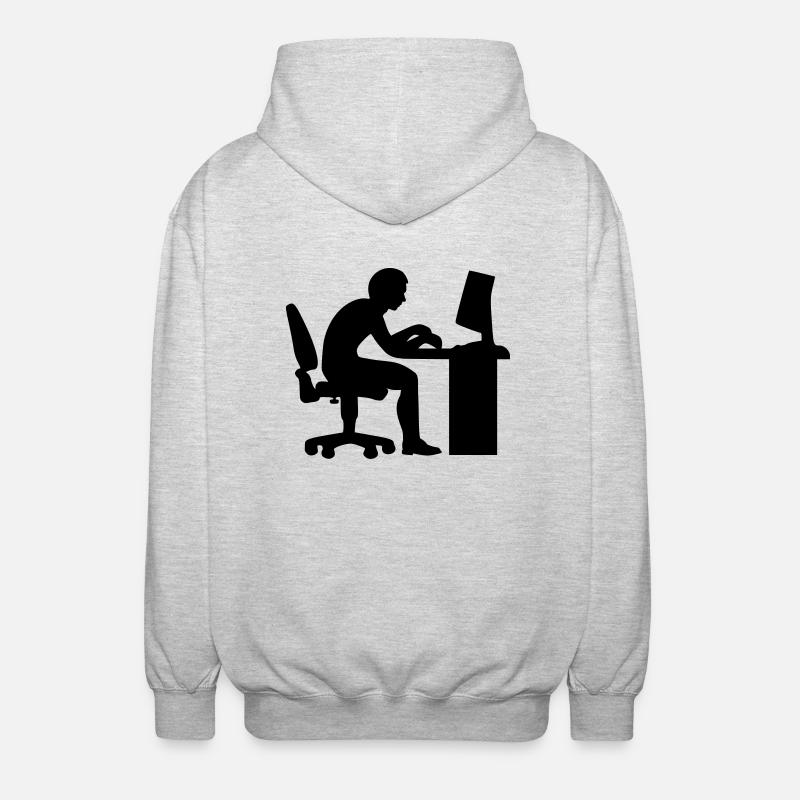 Büro Computer - Unisex Kapuzenjacke - Hellgrau meliert