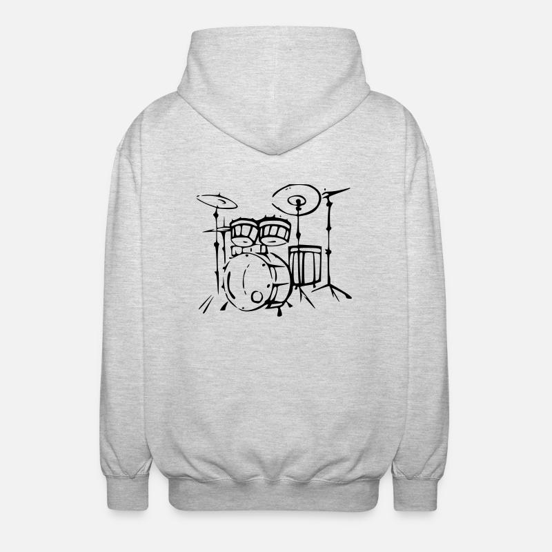 drums - Unisex Kapuzenjacke - Hellgrau meliert