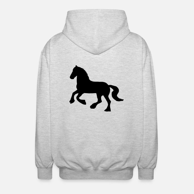 Friese / Kaltblut Pferd - Unisex Kapuzenjacke - Hellgrau meliert