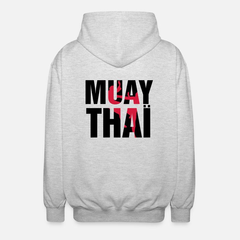Muay Thaï ! - Unisex Kapuzenjacke - Hellgrau meliert