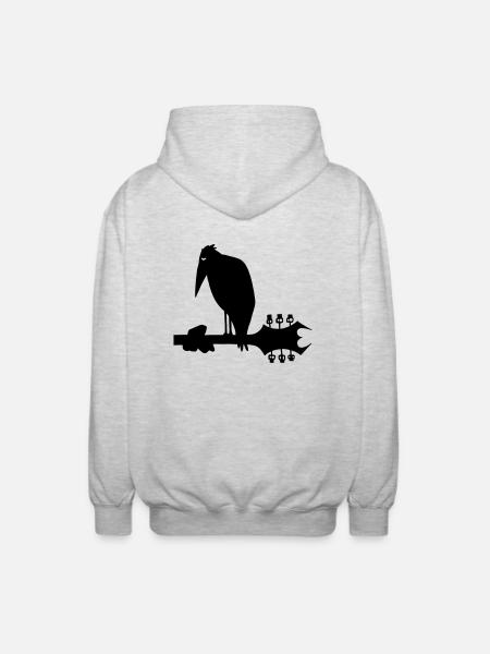 De metalheads Kraai - Uniseks zip hoodie - lichtgrijs gemêleerd