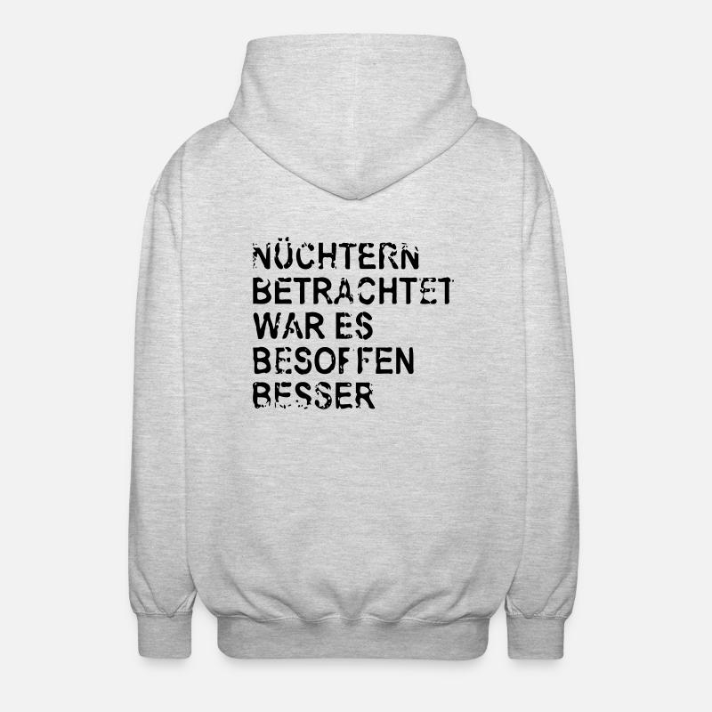 Nuechtern - Unisex Kapuzenjacke - Hellgrau meliert