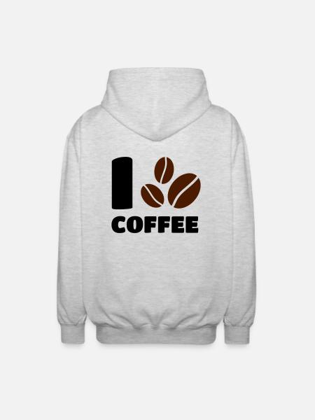 I love Coffee - Unisex Hooded Jacket - light heather grey