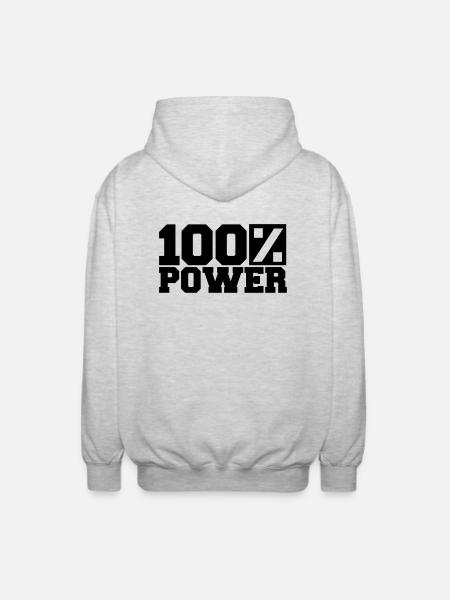 Logo 100 % de puissance - Veste à capuche unisexe - gris clair chiné
