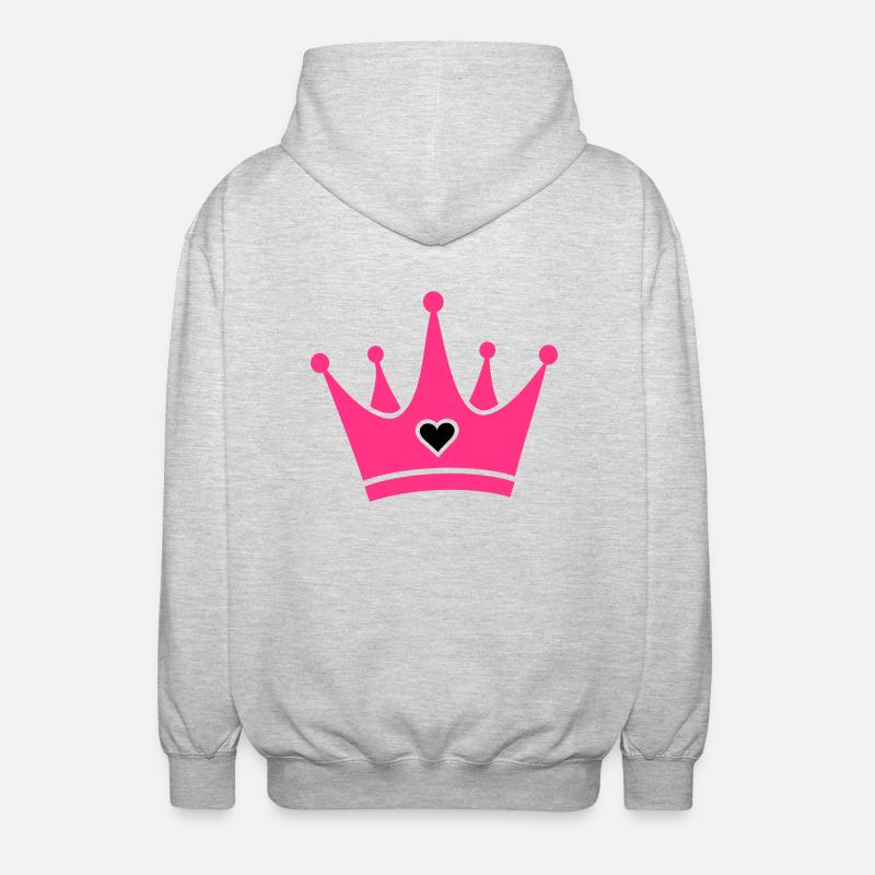 Krone mit Herz-Diamant - Unisex Kapuzenjacke - Hellgrau meliert
