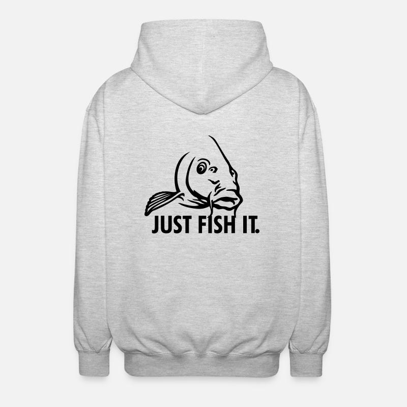 karpfen_just_fish_it - Unisex Kapuzenjacke - Hellgrau meliert