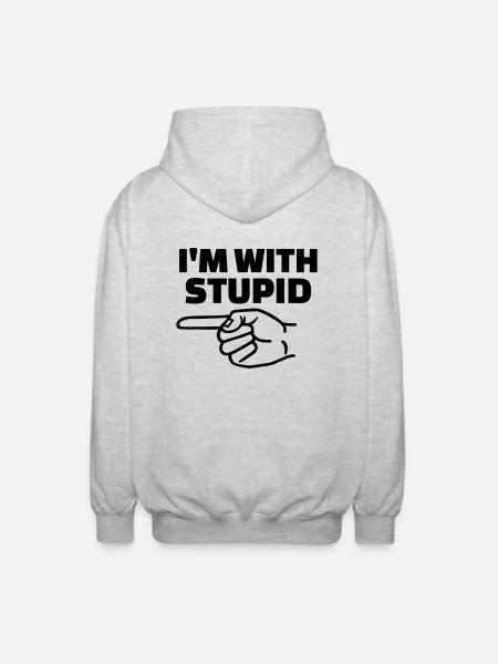 I'm with stupid - Unisex Hooded Jacket - light heather grey