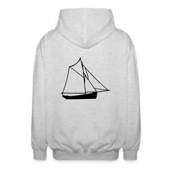 sloop boat ship sloop frigate drawing - Unisex Hooded Jacket - light heather grey - Back - AI Model Male 185 light (185cm)