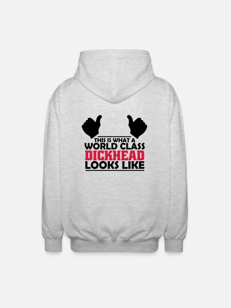 world class dickhead - Unisex Hooded Jacket - light heather grey