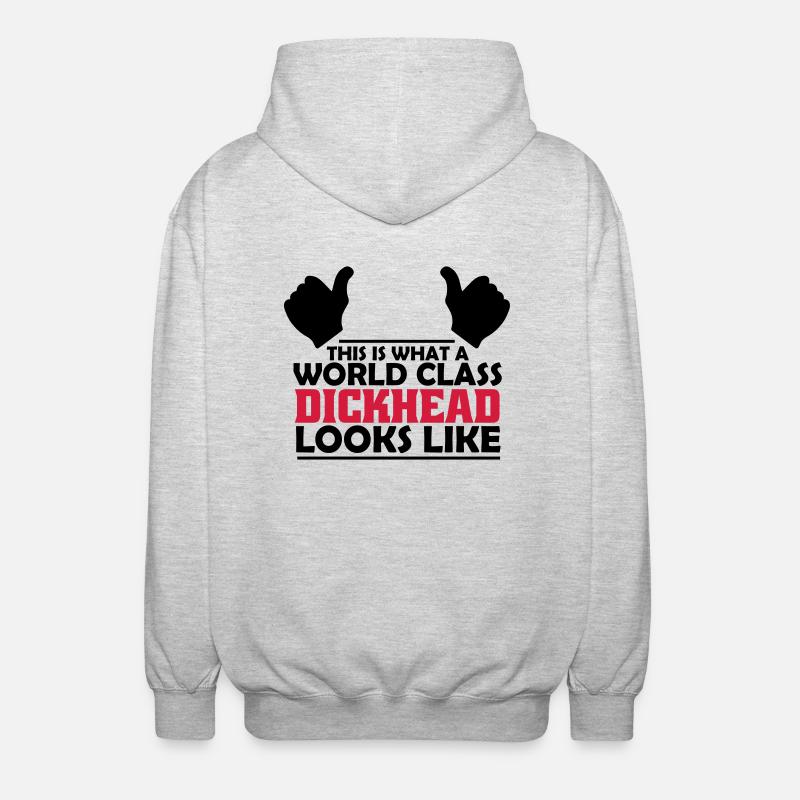 world class dickhead - Unisex Hooded Jacket - light heather grey