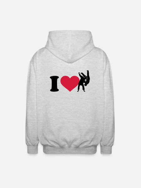 I love Judo - Unisex Hooded Jacket - light heather grey