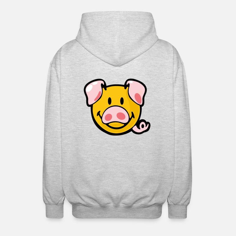 Smiley Pig - Veste à capuche unisexe - gris clair chiné