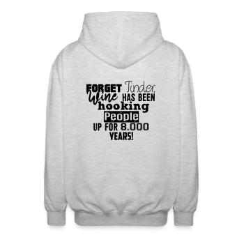 Forget Tinder ... - Veste à capuche unisexe - gris clair chiné - Dos - AI Model Male 185 light (185cm)