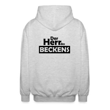 der herr des beckens - Unisex Kapuzenjacke - Hellgrau meliert - Hinten - AI Model Male 185 light (185cm)
