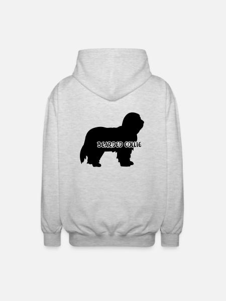Bearded Collie - Unisex Hooded Jacket - light heather grey