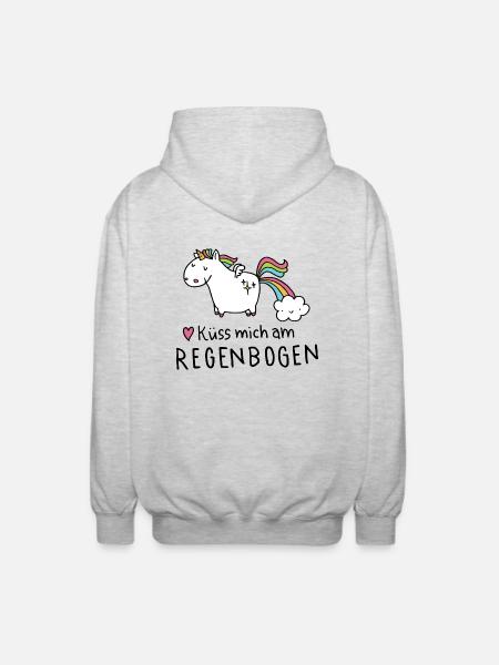 Kü mich am Regenbogen - Unisex Kapuzenjacke - Hellgrau meliert