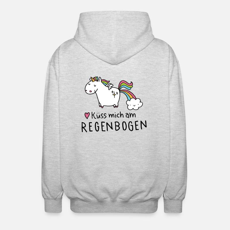 Kü mich am Regenbogen - Unisex Kapuzenjacke - Hellgrau meliert