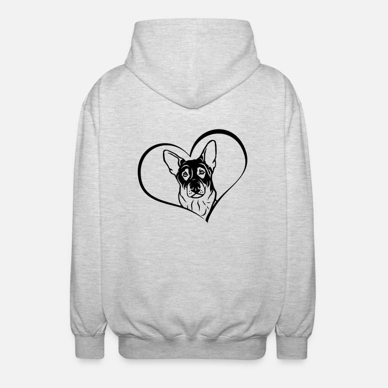 German Shepherd in the heart - Unisex Hooded Jacket - light heather grey