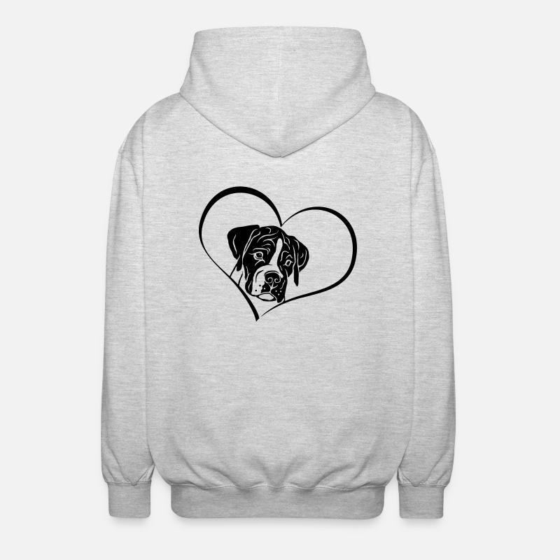 Chiot boxer dans le cœur - Veste à capuche unisexe - gris clair chiné