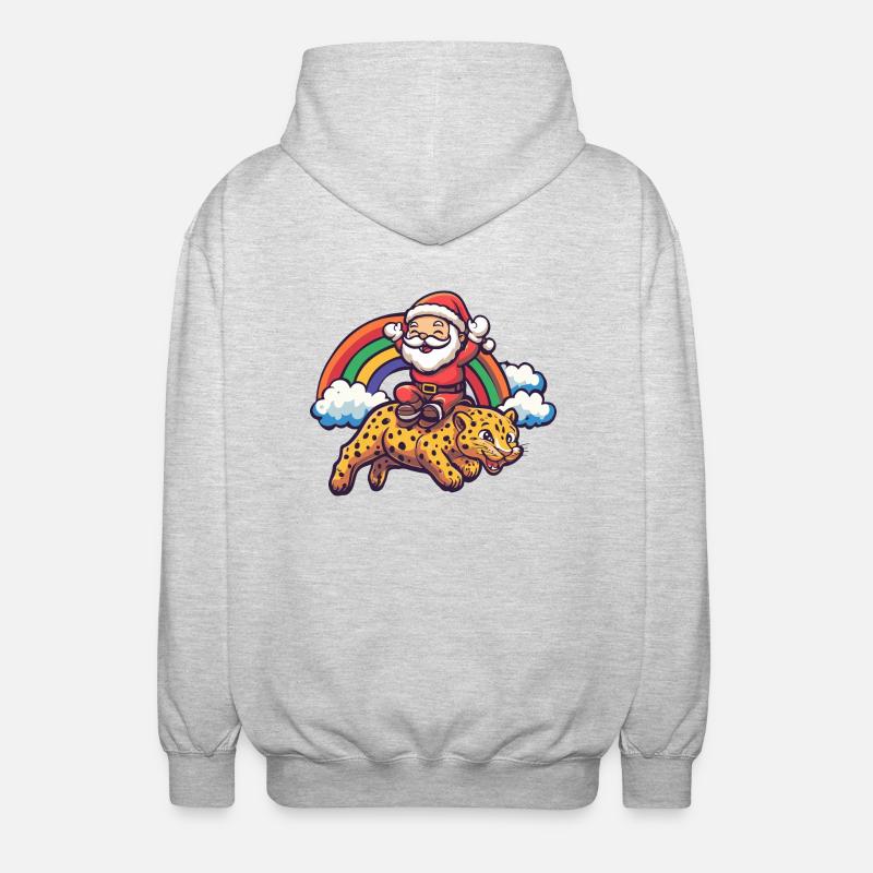 Léopard Père Noël Arc-en-ciel - Veste à capuche unisexe - gris clair chiné