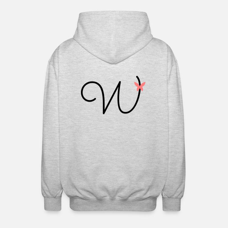 Letter W Butterfly Letter - Unisex Hooded Jacket - light heather grey