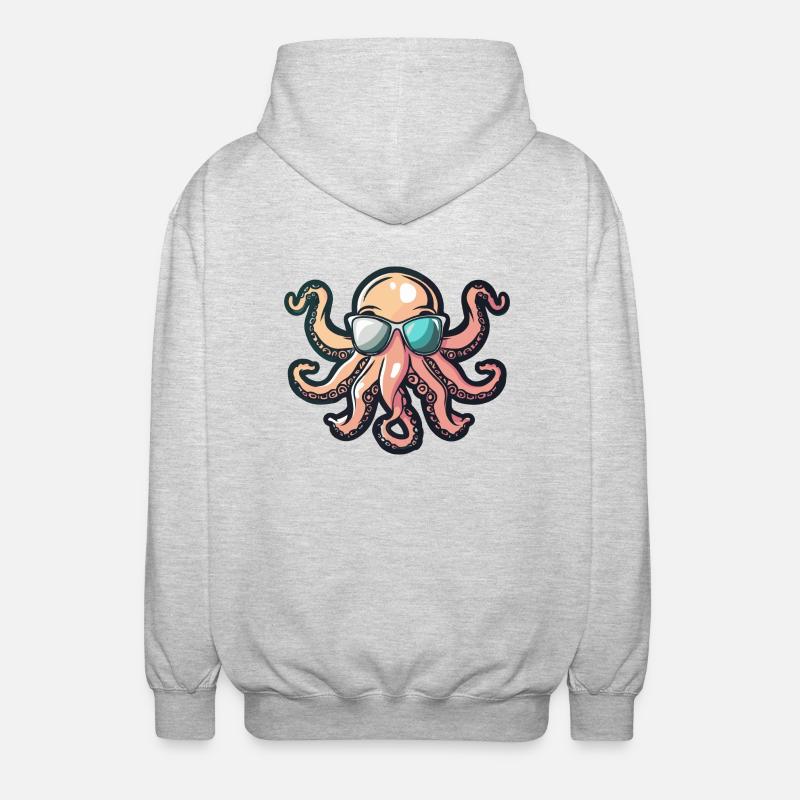 Oktopus Comic Cool - Unisex Kapuzenjacke - Hellgrau meliert