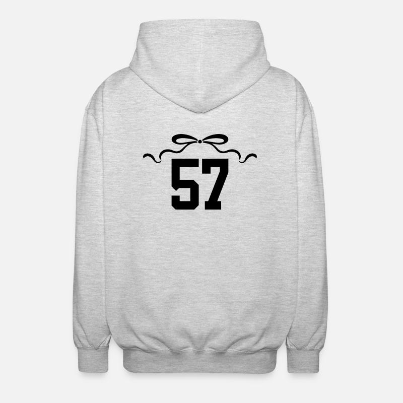 Numéro 57 noeud - 57e anniversaire - Veste à capuche unisexe - gris clair chiné