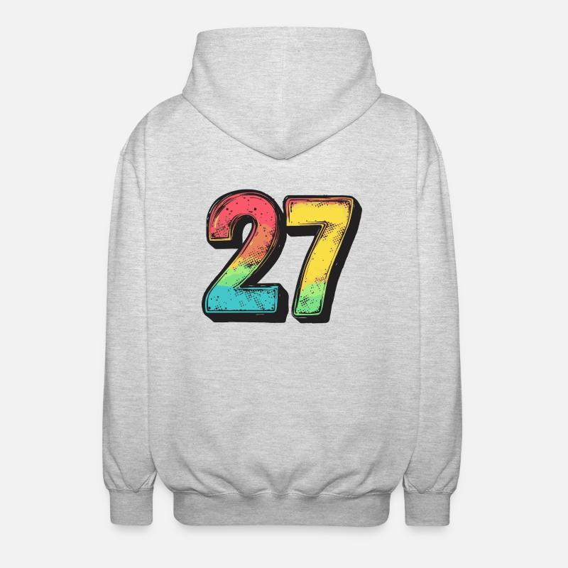 27 Symbole numérique - Veste à capuche unisexe - gris clair chiné