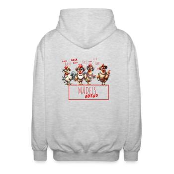 Mädelsabend Chicken Hühnerhaufen Frauen Stammtisch - Unisex Kapuzenjacke - Hellgrau meliert - Hinten - AI Model Male 185 light (185cm)