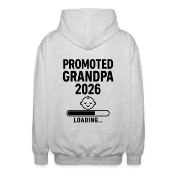 Schwangerschaftsverkuendung Bald Opa 2026 - Unisex Kapuzenjacke - Hellgrau meliert - Hinten - AI Model Male 185 light (185cm)