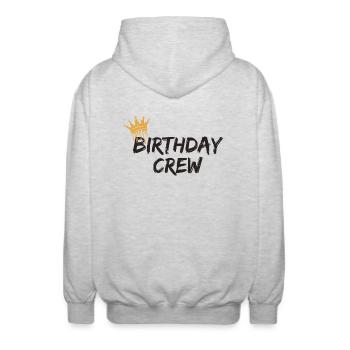 Birthday Crew - Unisex Kapuzenjacke - Hellgrau meliert - Hinten - AI Model Male 185 light (185cm)